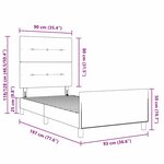 vidaXL Cadre de lit avec tête de lit Gris clair 90 x 190 cm tissu
