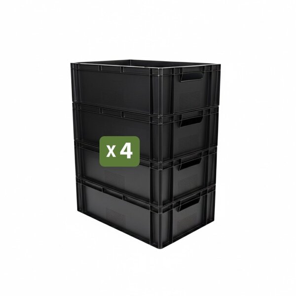 Pack and Move - Lot 4 Bacs Gerbables - Charge 20 kg - 60 x 40 x 20 cm - Stockage  Rangement  Outils  Bricolage - Résistant - Réutilisable - 40L