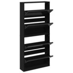 vidaXL Armoire à chaussures avec miroir à 4 niveaux noir 63x17x134 cm