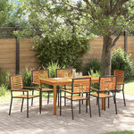 vidaXL Ensemble de salle à manger pour jardin 7 Pièces Noir Poly rotin