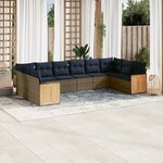 vidaXL Salon de jardin 10 Pièces avec coussins gris résine tressée