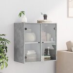 vidaXL Armoire murale avec portes en verre gris béton 68x37x68 5 cm
