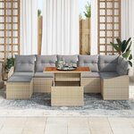vidaXL Ensemble de canapé de jardin 8 Pièces Beige Poly rotin