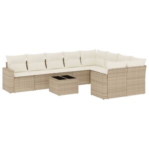 vidaXL Salon de jardin avec coussins 10 Pièces beige résine tressée