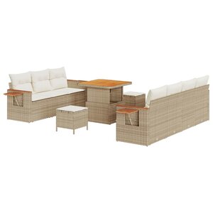 vidaXL Ensemble de canapé de jardin 13 Pièces Beige et crème polyrotin