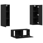 vidaXL Meuble TV mural en bois noir d'ingénierie imitation chêne