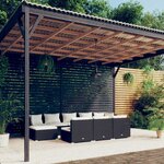 vidaXL Salon de jardin 10 Pièces avec coussins Noir Résine tressée