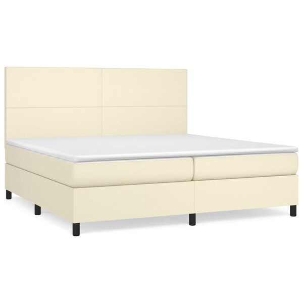 vidaXL Sommier à lattes de lit avec matelas Crème 200x200cm Similicuir