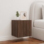 vidaXL Meuble TV mural avec lumières LED chêne marron 40 5x35x40 cm