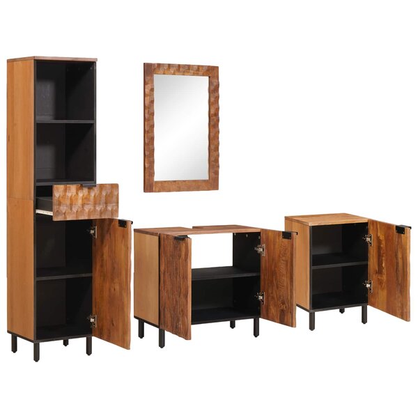 vidaXL Ensembles de salle de bain 4 Pièces Acacia Marron Winish