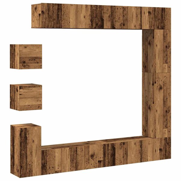 vidaXL Ensemble de meuble TV mural 9 Pièces vieux bois bois d'ingénierie