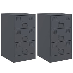 vidaXL Tables de chevet 2 Pièces anthracite 34 5x39x62 cm acier