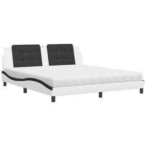 vidaXL Lit avec matelas Zadar blanc et noir 180x200 cm similicuir