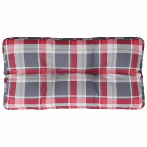 vidaXL Coussin de palette motif à carreaux rouge 80x40x12 cm tissu