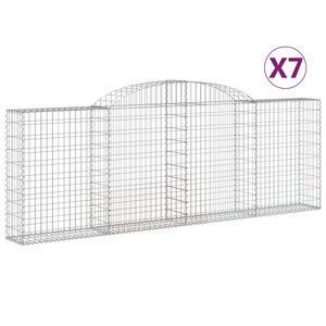 vidaXL Paniers à gabions arqués 7 Pièces 300x30x100/120 cm fer galvanisé