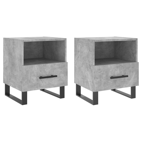 vidaXL Tables de chevet 2Pièces gris béton 40x35x47 5cm bois d’ingénierie
