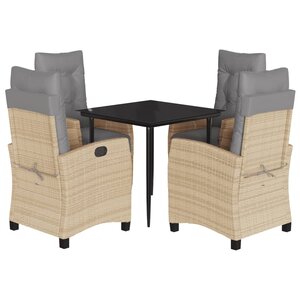 vidaXL Ensemble à manger de jardin coussins 5 Pièces mélange beige rotin