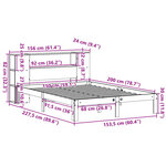 vidaXL Lit bibliothèque sans matelas blanc 150x200 cm bois pin massif