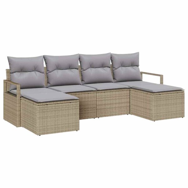 vidaXL Ensemble de canapé de jardin 6 Pièces Beige  Gris clair