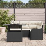 vidaXL Ensemble de canapé de jardin avec coussin 5 Pièces Noir Poly rotin