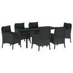 vidaXL Ensemble de salle à manger pour jardin 7 Pièces Noir polyrotin