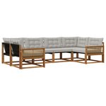 vidaXL Ensemble de canapés d'extérieur 6 pc Naturel et gris clair