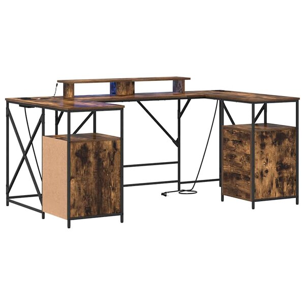 vidaXL Bureau Chêne fumé 182 x 101 x 87.5 cm Bois d'ingénierie