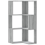 vidaXL Bibliothèque d'angle à 3 niveaux sonoma gris bois d'ingénierie