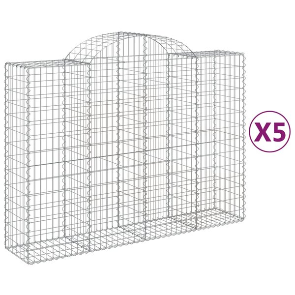 vidaXL Paniers à gabions arqués 5 Pièces 200x50x140/160 cm Fer galvanisé