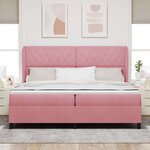 vidaXL Lit à ressorts avec matelas Rose 200 x 200 cm Polyester