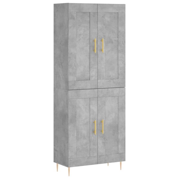 vidaXL Buffet haut Gris béton 69 5x34x180 cm Bois d'ingénierie