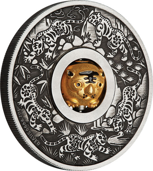 Pièce de monnaie en Argent 1 Dollar g 31.1 (1 oz) Millésime 2022 Rotating Charm YEAR OF THE TIGER