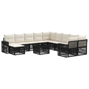 vidaXL Ensemble de canapé de jardin 12 Pièces Noir et blanc crème