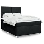 vidaXL Sommier à lattes de lit avec matelas Noir 140x190 cm Tissu