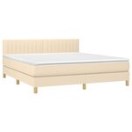 vidaXL Sommier à lattes de lit avec matelas Crème 180x200 cm Tissu