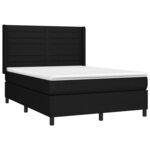 vidaXL Sommier à lattes de lit matelas et LED Noir 140x200 cm Tissu