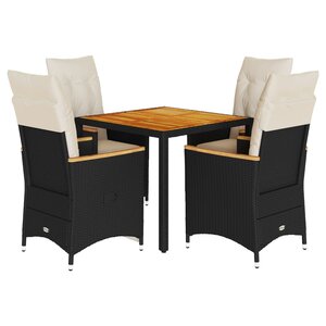 vidaXL Ensemble à manger de jardin coussins 5Pièces Noir Résine tressée