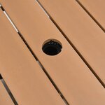 vidaXL Table de jardin avec trou de parasol marron résine tressée