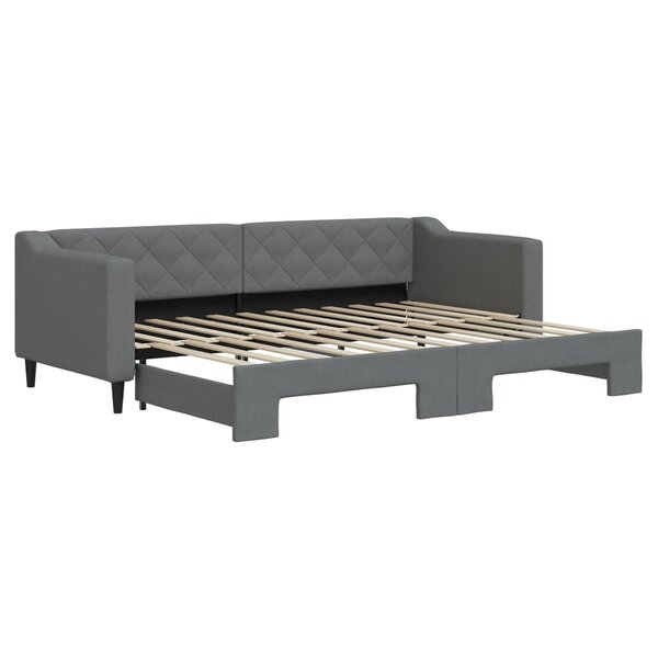 vidaXL Lit de jour avec gigogne sans matelas gris foncé 80x200 cm