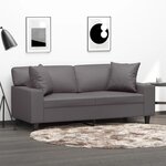 vidaXL Canapé 2 places avec oreillers décoratifs gris 140cm similicuir
