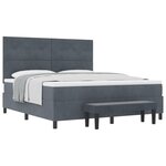 vidaXL Lit box spring avec matelas et banc gris foncé 180x200 cm en velours