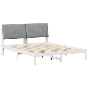 vidaXL Cadre de lit avec tête de lit Blanc 160 x 200 cm Pin massif