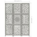 vidaXL Cloison de séparation 3 panneaux Gris 120x165 cm Bois manguier