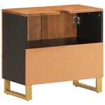 vidaXL Meuble de lavabo de bain marron et noir bois massif de manguier