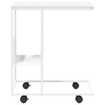 vidaXL Table d'appoint avec roues blanc 55x36x63 5cm bois d'ingénierie