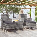 vidaXL Ensemble de bistro jardin 5Pièces Résine tressée verre trempé Gris