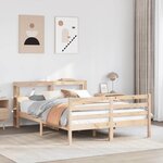 vidaXL Cadre de lit avec tête de lit blanc 160x200 cm bois pin massif