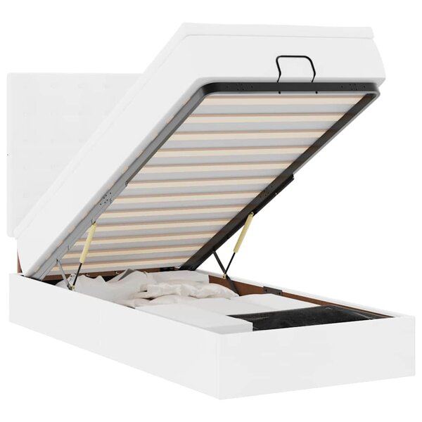 VidaXL Lit ottoman avec matelas blanc 100x200 cm similicuir