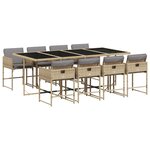 vidaXL Ensemble à manger de jardin et coussins 9 Pièces mélange beige