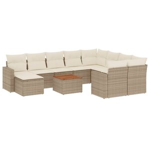 vidaXL Salon de jardin 11 Pièces avec coussins beige résine tressée